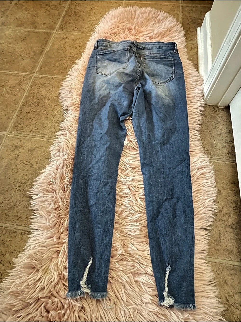 Flying Monkey Women's Distressed Skinny Jeans in Blue